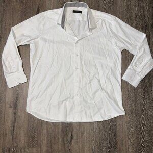 Vitarelli Designer Italy Button Up Long Sleeve White Dress Shirt 17.5 32/33